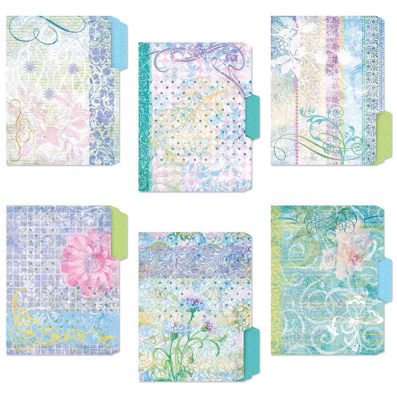 Current Floral Fun File Folders Value Pack - Bulk Set of 24, 6 Pretty Decorative Designs, 1/3 Cut Tabs, Heavy-Duty Paper Stock, Office Supplies for Home & Work, 9-Â½â€ x 11-Â¾â€ Letter Size - Image 3